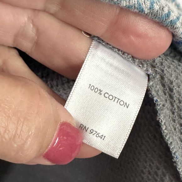 J Jill Fair Isle Long Sleeve Tunic Top XS Pockets Thermal Waffle Knit Blue Gray - Picture 6 of 12